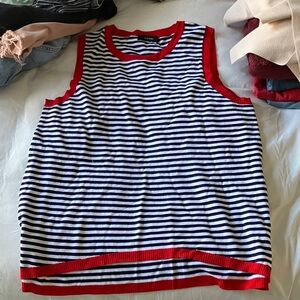 Striped Sleeveless Top with Yellow Trim